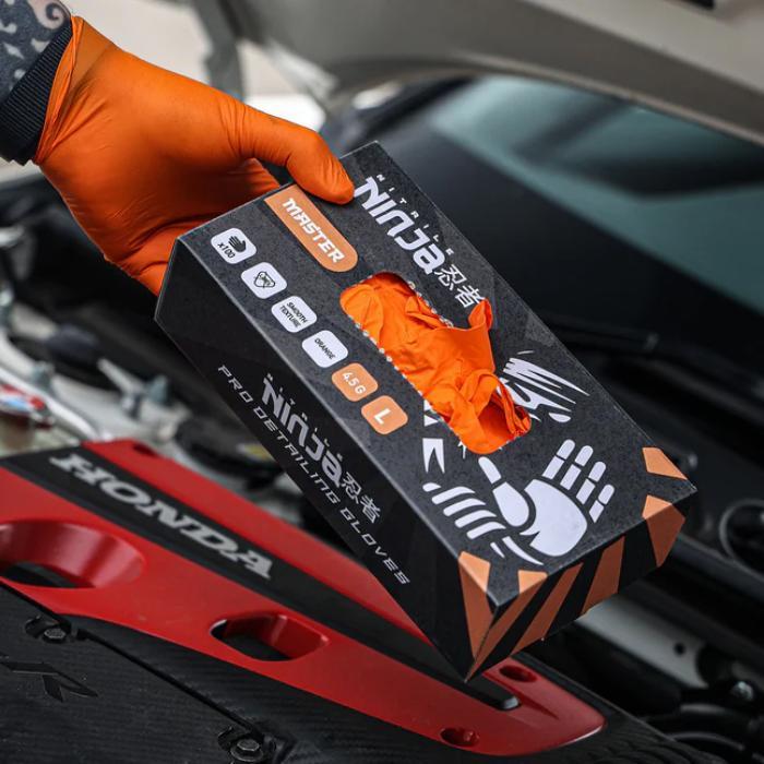 Nitrile Ninja Orange Master Pro Detailing Gloves
