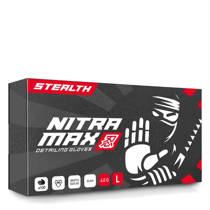 Nitrile NitraMax Black Stealth Pro Detailing Gloves (M, L & XL)